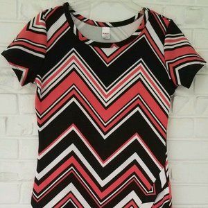 Bongo Asymetrical Pink White Black Short Dress M/L